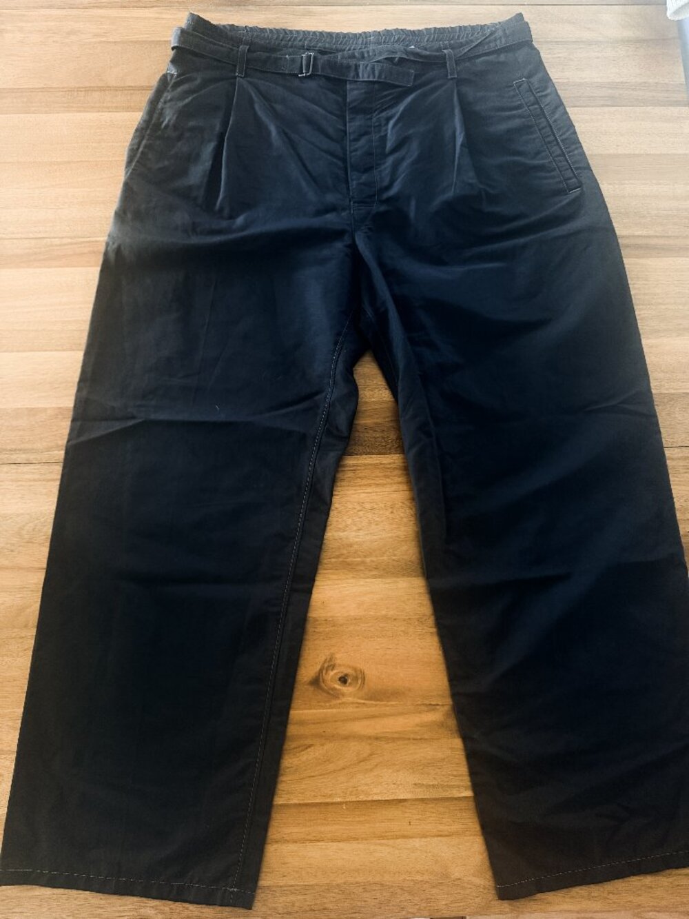 Lemaire Black Wide-Leg Pleated Trousers — Size 54